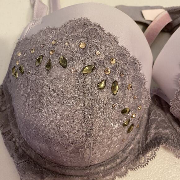 Victoria’s Secret Bra 38C Dream Angels Lined Demi Buste Double PurpleLace Blinks - Picture 2 of 6